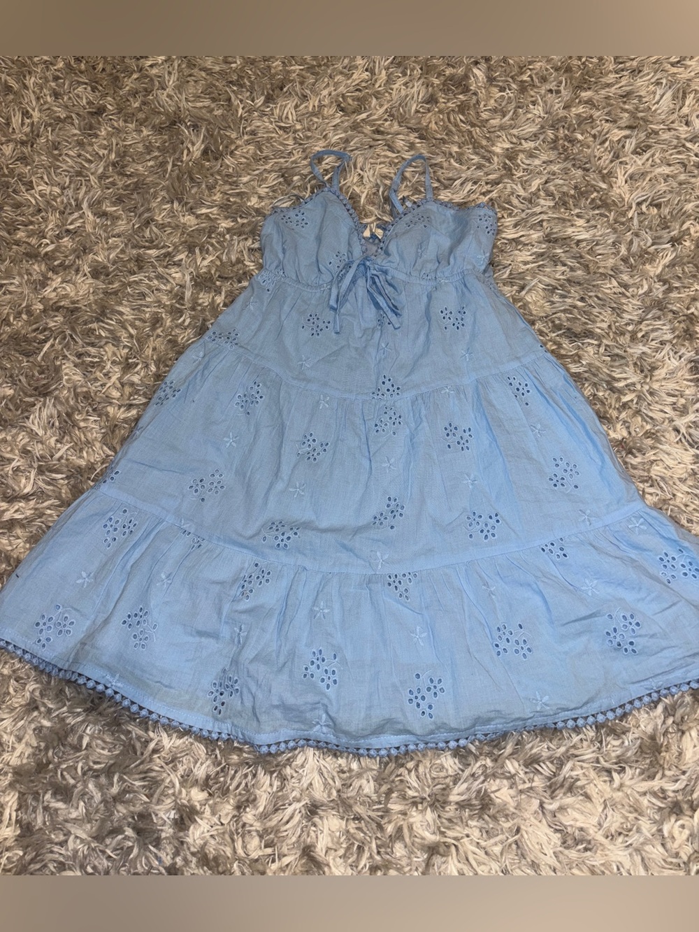 Light Blue Eyelet Mini Dress Size XS